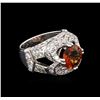 Image 1 : 3.90ct Spessartite Garnet and Diamond Ring - 14KT White Gold