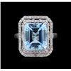 Image 2 : 7.31ct Topaz and Diamond Ring - 14KT White Gold