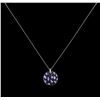 Image 2 : 1.68ctw Blue Sapphire and Diamond Pendant With Chain - 14KT White Gold