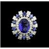 Image 1 : 14KT White Gold 4.17ct Tanzanite, Sapphire and Diamond Ring