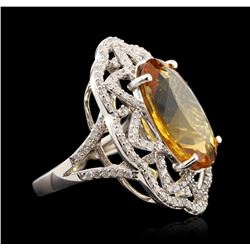 14KT White Gold 10.91ct Citrine and Diamond Ring