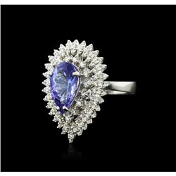 14KT White Gold 4.05ct Tanzanite and Diamond Ring