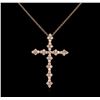 Image 1 : 0.88ctw Diamond Cross Pendant With Chain - 14KT Rose Gold