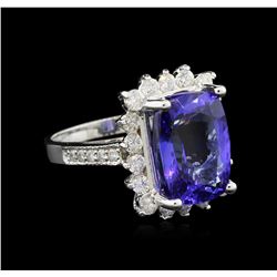 7.63ct Tanzanite and Diamond Ring - 14KT White Gold