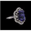 Image 1 : 14KT White Gold 4.71ct Tanzanite and Diamond Ring