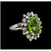 Image 1 : 6.71ct Peridot, Yellow Sapphire and Diamond Ring - 14KT White Gold