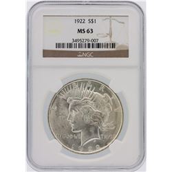 1922 NGC MS63 Peace Silver Dollar