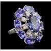 Image 1 : 14KT White Gold 18.66ctw Tanzanite Diamond Ring