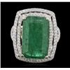 Image 2 : 14KT Two-Tone Gold 12.39ct Emerald and Diamond Ring