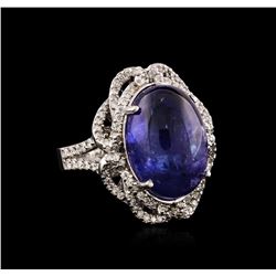 14KT White Gold 14.42ct Tanzanite and Diamond Ring