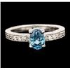 Image 2 : 14KT White Gold 1.41ct Blue Zircon and Diamond Ring