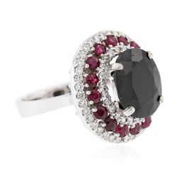 14KT White Gold 6.45ct Sapphire, Ruby and Diamond Ring