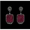 Image 1 : 20.00ctw Pink Sapphire and Diamond Earrings - 14KT Two-Tone Gold