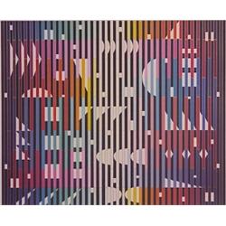 Yaacov Agam (b. 1928) Israeli, SPARKLING NIGHT RAINBOW (gold), color screenprint, signed, numbe...