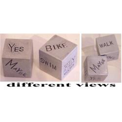 Nick Agid (20th Century), CHANCE CUBES, a pair of die stamped aluminum dice, each 1 x 1 x 1", s...