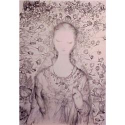 Yoshitakata Amano (20th Century) Japanese, WOMAN WITH ROSES, lithograph, signed, printer's proo...