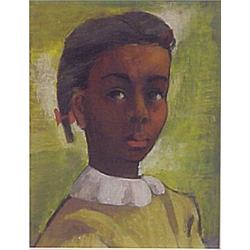 American School (20th Century), PORTRAIT OF YOUNG GIRL, 1989, gouache on paper, 12 x 9 1/4", si...