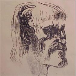 Leonard Baskin (1922-2002) American, PORTRAIT, etching, signed, numbered edition of 100, image...