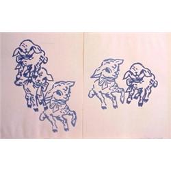 Ricardo Becerril (20th Century) American, LAMBS, (two) color screenprints, each sheet 24 x 18",...