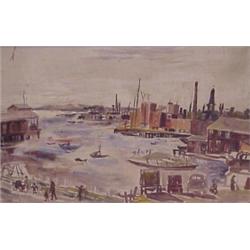 Attributed to: Theresa Ferber Bernstein (1895-2002) American, HARBOR SCENE, oil painting on can...