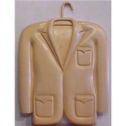 Lucciano Bini (20th Century) Italian, JACKET, carved wood sculpture, 15 x 10 x 1 1/2", stamped...