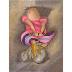 Graciela Rodo Boulanger (b. 1935) Bolivia, TRICYCLE, 1982, color lithograph, image 25 1/2 x 19...