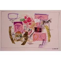 Ross Coates (20th Century) American, UNTITLED, 1988, watercolor on paper with collage, 18 x 24"...