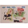 Image 1 : Ross Coates (20th Century) American, BEAUTIFUL KENYA, 1988, watercolor on paper with collage, 1...