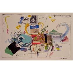 Ross Coates (20th Century) American, UNTITLED, 1988, mixed media collage on paper, 18 x 24", si...