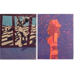 Contemporary School (20th Century), UNTITLED; RED COLUMN, two color screenprints, each signed i...