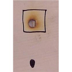 Contemporary School (20th Century), UNTITLED, ink drawing on paper with cigarette burn-hole des...