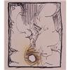 Image 1 : Contemporary School (20th Century), UNTITLED, ink drawing on paper with cigarette burn-hole des...