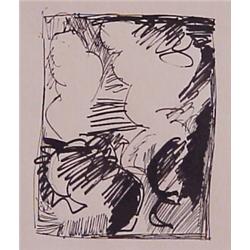 Contemporary School (20th Century), UNTITLED, ink drawing on paper, sheet 15 x 11", from the Sa...