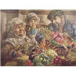 Virginia Dan (20th Century) American, FRUITS OF BOUNTY, color print on canvas, 30 x 40", signed...