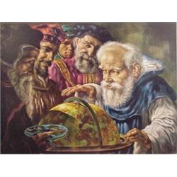 Virginia Dan (20th Century) American, NAVIGATING THE WORLD, color print on canvas, 30 x 40", si...