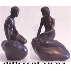 Decorative Arts: Eriksen Bronze, MERMAID ON THE ROCK, cast bronze sculpture, inscribed "Edvard...