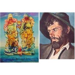 Domenny (20th Century), TWO SURREALIST FIGURES ON WATER, oil painting on Masonite, 20 x 16", si...