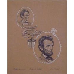 Lee Dubin (20th Century) American, LINCOLN THE LAWYER, LINCOLN THE PRESIDENT, charcoal with whi...