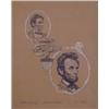 Image 1 : Lee Dubin (20th Century) American, LINCOLN THE LAWYER, LINCOLN THE PRESIDENT, charcoal with whi...