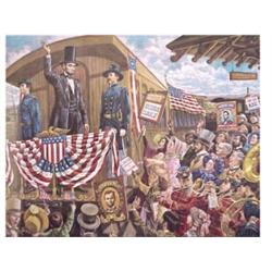 Lee Dubin (20th Century) American, LINCOLN'S CAMPAIGN TRAIN, color print, signed, numbered edit...