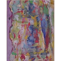 Harold Frank (20th Century) American, UNTITLED, 1969, watercolor on paper, 6 1/4 x 5", signed a...