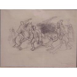 Jesus Guerrero Galvin (1910-1973) Mexican, STUDY FOR A DREAM OF YOUTH, 1946, pencil drawing on...