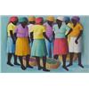 Image 1 : Haitian School (20th Century), WOMEN AT MARKET, oil painting on canvas, 19 1/2 x 26 1/2", signe...