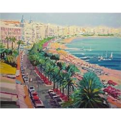 Kerry Hallam (20th Century) American, BAY OF CANNES, color screenprint, signed, numbered editio...