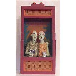 Kevin Hanna (20th Century) American, TOURIST COUPLE, marionette sculpture of ceramic and wood,...