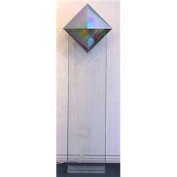 Ray Howlett (20th Century) American, CRYSTAL PYRAMID, glass construction, 69 x 15 x 11", wired...