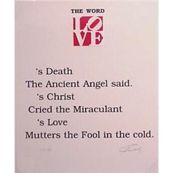 Robert Indiana (b. 1928) American, LOVE POEM: THE WORD, color intaglio with letterpress, signed...