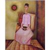 Image 1 : Latin American School (20th Century), SEATED WOMAN, oil painting on canvas, 40 x 32", framed. $...