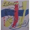 Image 1 : after Fernand Leger (1881-1955) French, PAIX, LIBERTE, SOLIDARITE, color scarf with artist's na...