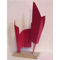 Alain Lovato (b. 1943) French, RED, lacquered steel sculpture with marble base, 17 1/2 x 8 1/2...